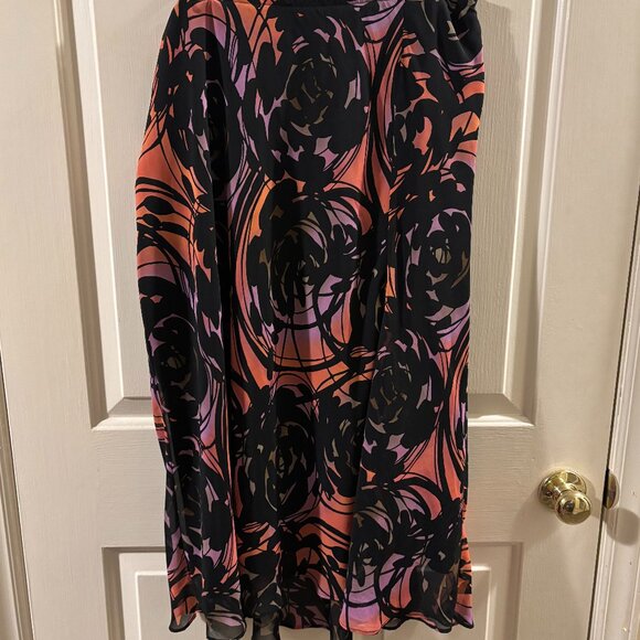 East 5th Elastic Waist Side Slit Black Multicolor Skirt ~ XL - Picture 1 of 2